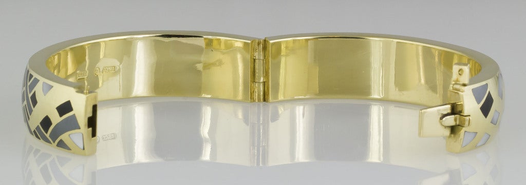 TIFFANY & CO. Reversible Hematite Black Jade Gold Inlaid Bangle 2