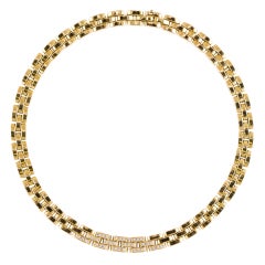 Cartier Maillon Panthere Three Row Diamond & Gold Necklace