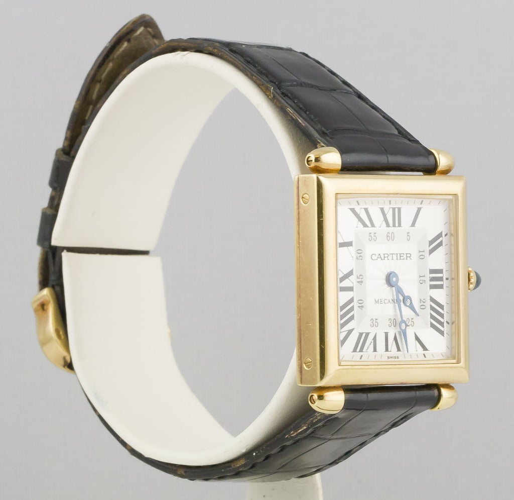 Handsome 18k yellow gold Cartier Tank Obus wristwatch from the 