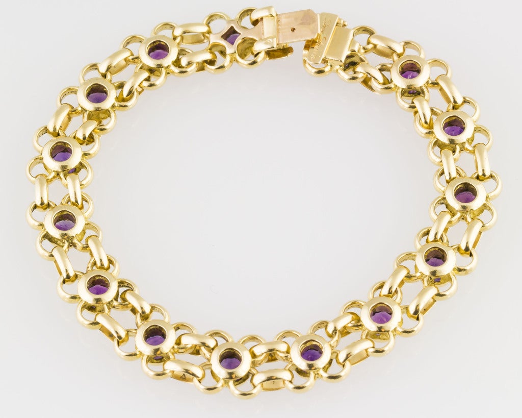 Contemporary RENE BOIVIN Amethyst Gold Link Bracelet