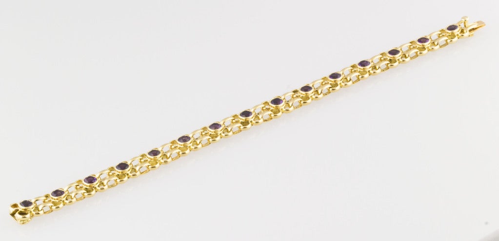 RENE BOIVIN Amethyst Gold Link Bracelet 1
