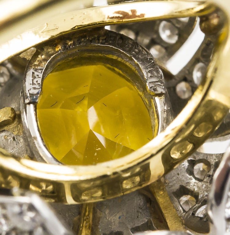 Tiffany & Co. Schlumberger Sapphire Diamond Platinum Gold Ring 1