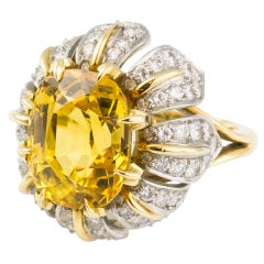 Tiffany & Co. Schlumberger Sapphire Diamond Platinum Gold Ring