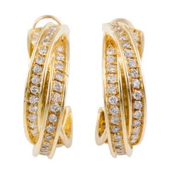 Cartier Trinity Diamond Gold Hoop Earrings