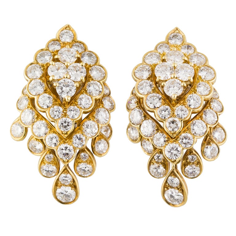Van Cleef & Arpels Diamond Gold Dangle Earrings