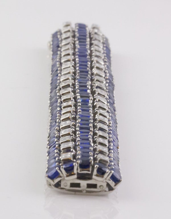 IMPRESSIVE OSCAR HEYMAN Sapphire Diamond and Platinum Bracelet 1