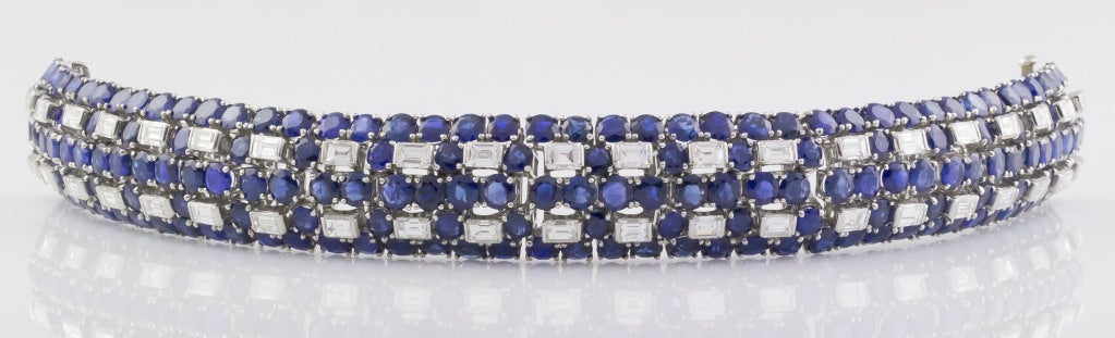 IMPRESSIVE OSCAR HEYMAN Sapphire Diamond and Platinum Bracelet 2