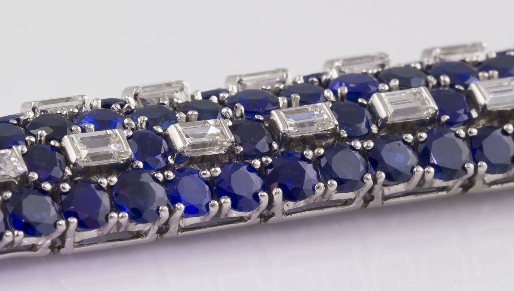 IMPRESSIVE OSCAR HEYMAN Sapphire Diamond and Platinum Bracelet 3