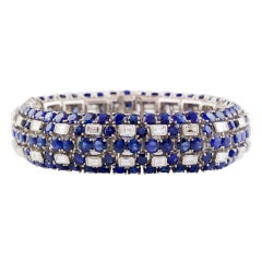 IMPRESSIVE OSCAR HEYMAN Sapphire Diamond and Platinum Bracelet