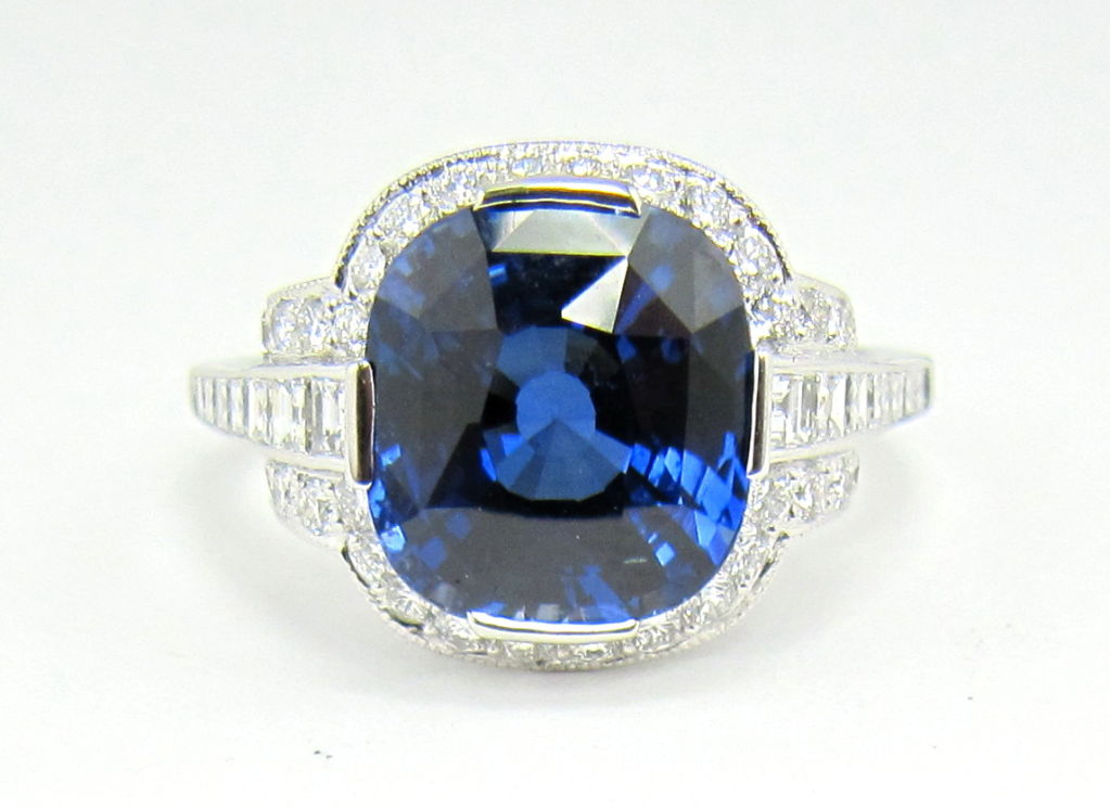 TIFFANY & CO Platinum 5.25 Cts Sapphire Diamond Ring 1