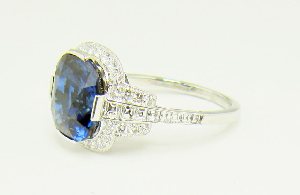 TIFFANY & CO Platinum 5.25 Cts Sapphire Diamond Ring 2