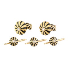 TIFFANY & CO. SCHLUMBERGER Taj Mahal Diamond Gold Cufflinks Set