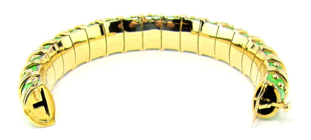 TIFFANY SCHLUMBERGER 18k Gold Green Enamel Bracelet 1