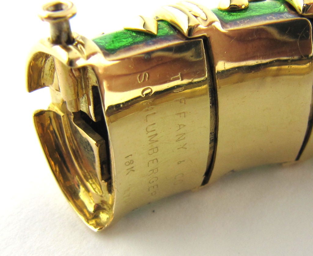 TIFFANY SCHLUMBERGER 18k Gold Green Enamel Bracelet 2