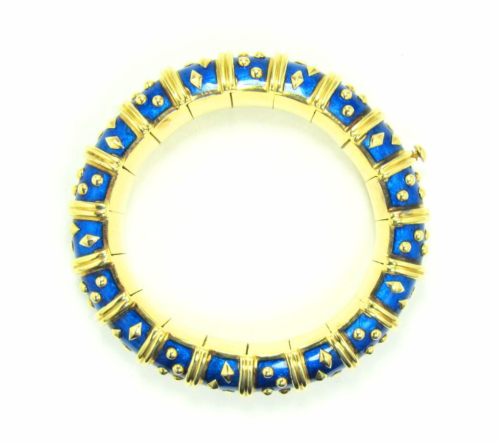 Women's TIFFANY SCHLUMBERGER 18k Gold Blue Enamel Bracelet