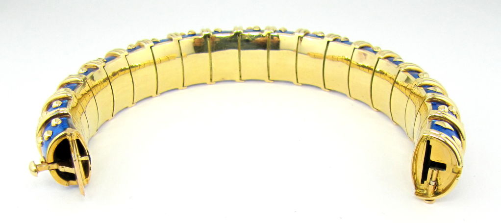 TIFFANY SCHLUMBERGER 18k Gold Blue Enamel Bracelet 1
