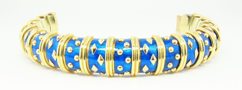 TIFFANY SCHLUMBERGER 18k Gold Blue Enamel Bracelet 2