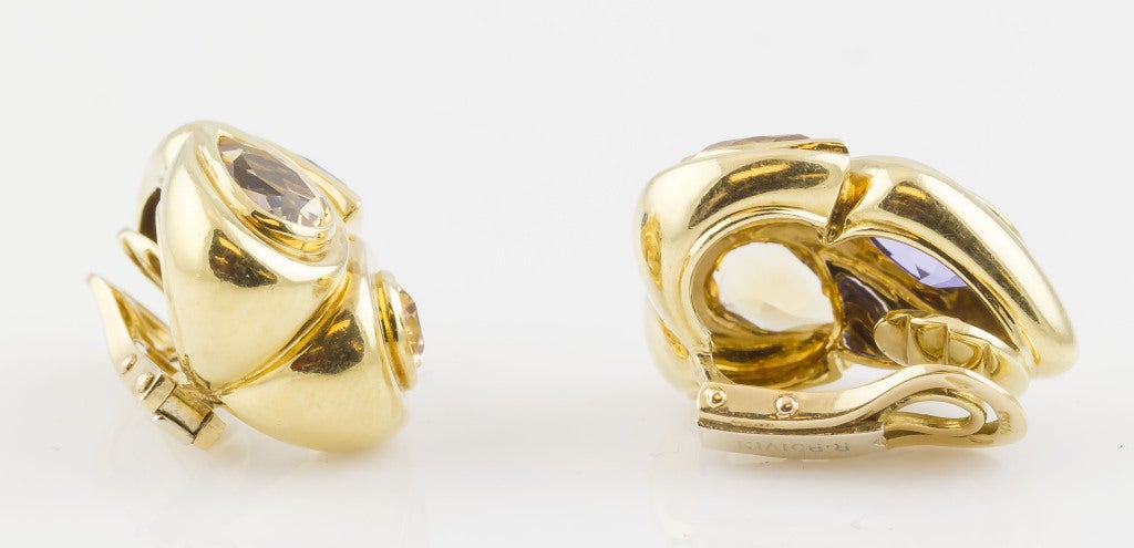 RENE BOIVIN Tanzanite Citrine and Gold Earrings 1