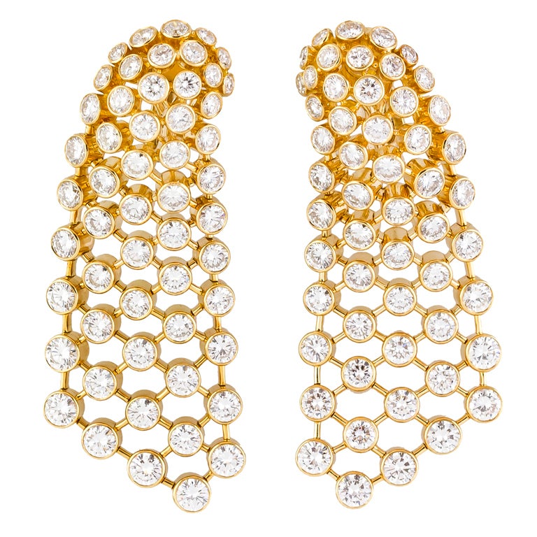 CARTIER Impressive Cascading Diamond and Gold Drop Earrings at 1stdibs