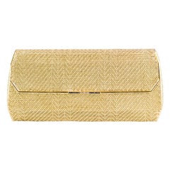 Cartier Sapphire Diamond Two-Tone Basket Woven Gold Clutch Purse 2