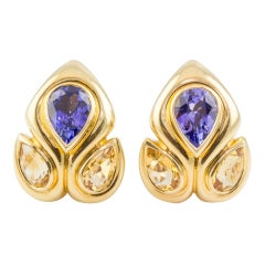 RENE BOIVIN Tanzanite Citrine and Gold Earrings