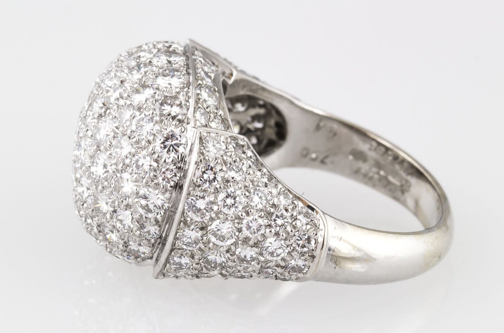 CARTIER Diamond White Gold Dome Ring In Excellent Condition In New York, NY