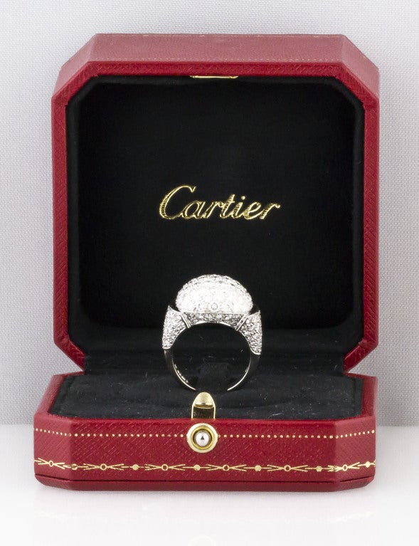 CARTIER Diamond White Gold Dome Ring 4