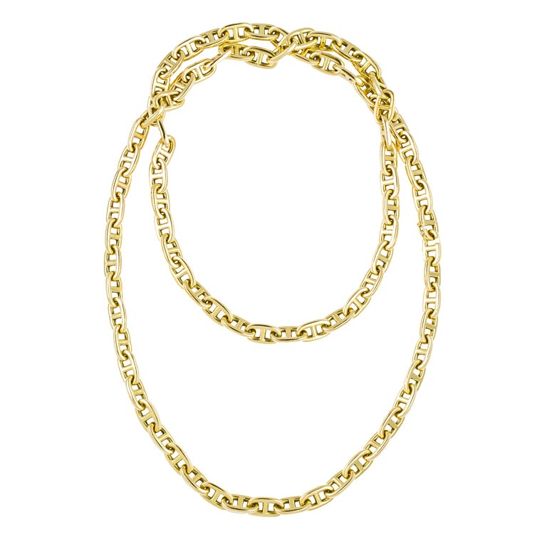 HERMES Chaine D'Ancre 31.5" Long Gold Necklace at 1stDibs | hermes men