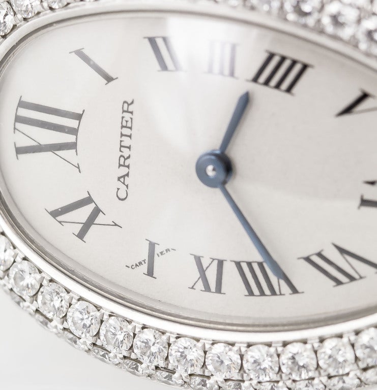 CARTIER Lady's White Gold and Diamond Baignoire Wristwatch 4