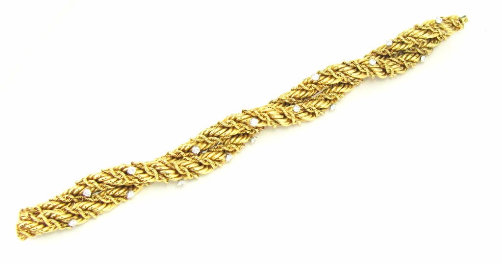 Women's TIFFANY SCHLUMBERGER 18K Gold Double Rope Diamond Bracelet