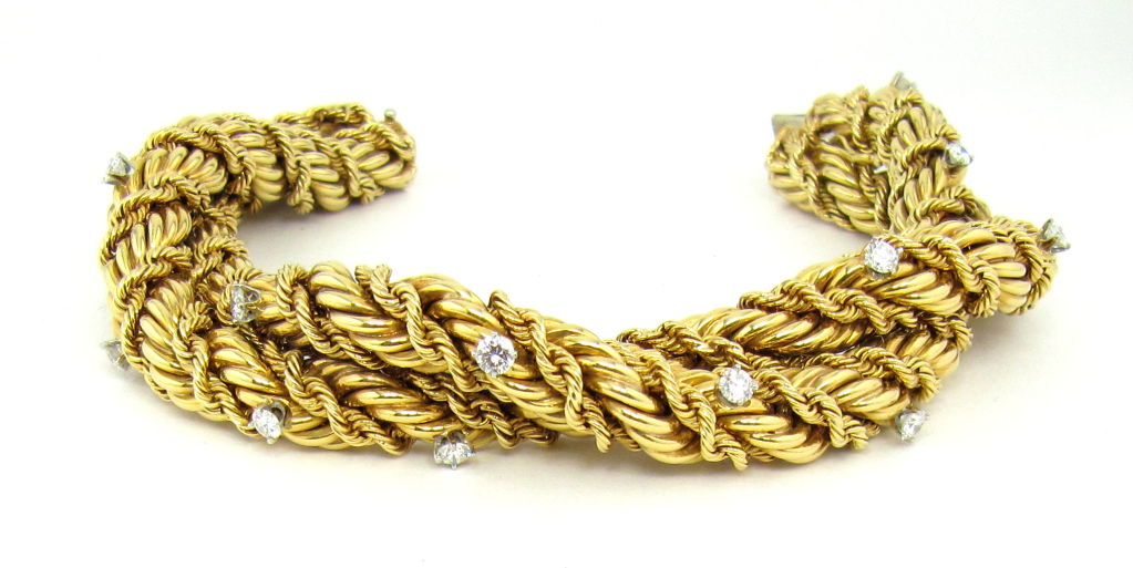 TIFFANY SCHLUMBERGER 18K Gold Double Rope Diamond Bracelet 1