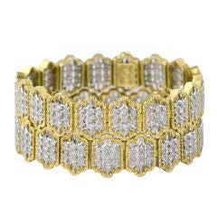 MARIO BUCCELLATI Pair (2) 18K Gold Diamond Flexible Bracelets