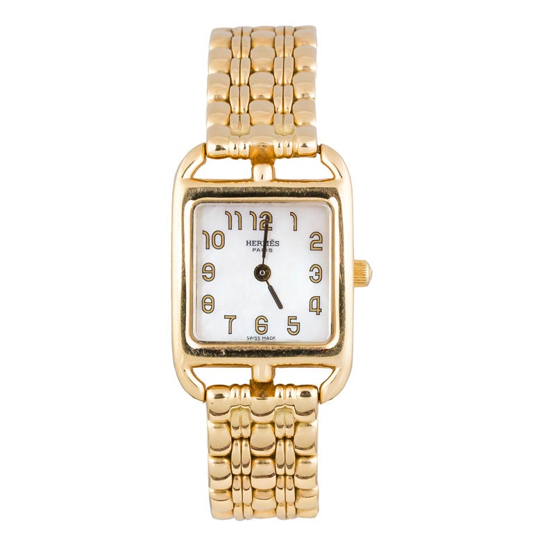 Hermes Lady's Yellow Gold Cape Cod Bracelet Watch
