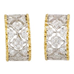 MARIO BUCCELLATI Diamond 2-Tone Gold Huggies Earrings 10