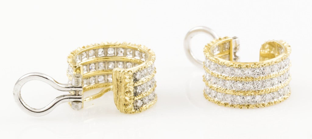 Contemporary Mario Buccellati Diamond Gold Huggies Hoop Earrings