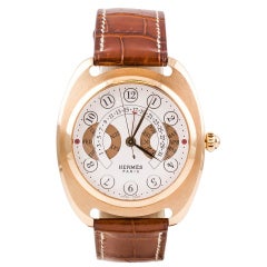 Hermes Rose Gold Dressage Quantieme Annuel Automatic Wristwatch