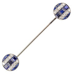VAN CLEEF & ARPELS Art Deco Sapphire Diamond Platinum Jabot Pin