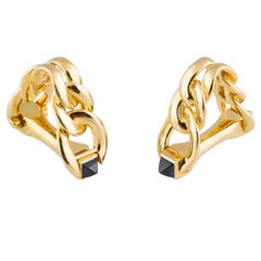 1950s Cartier Paris Sapphire Gold Triangular Link Cufflinks