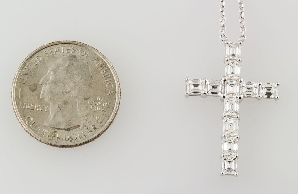 Women's TIFFANY & CO. Diamond Platinum Cross Pendant Necklace