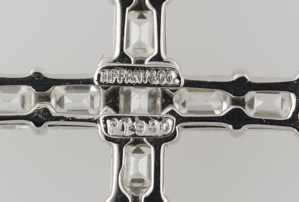 TIFFANY & CO. Diamond Platinum Cross Pendant Necklace 1