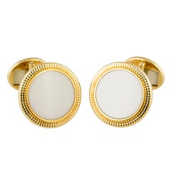 PATEK PHILIPPE Calatrava Porcelain & Gold Cufflinks