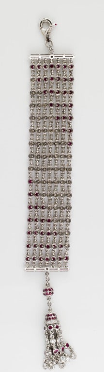 GRAFF Important Diamond Ruby and Platinum Tassled Mesh Bracelet 3