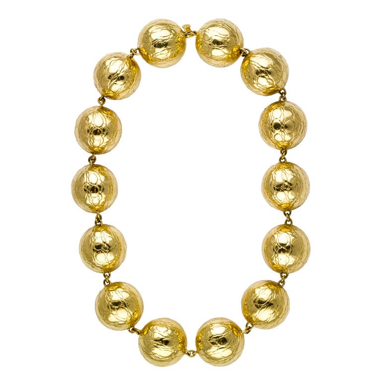 GUCCI Impressive Gold Ball Necklace at 1stdibs