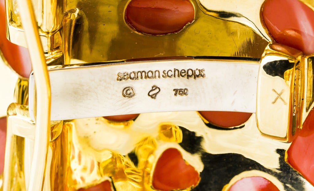 Seaman Schepps Coral and Gold Cuff Bracelet 2