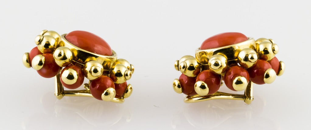 Women's VERDURA 1980's Coral & Gold Earrings