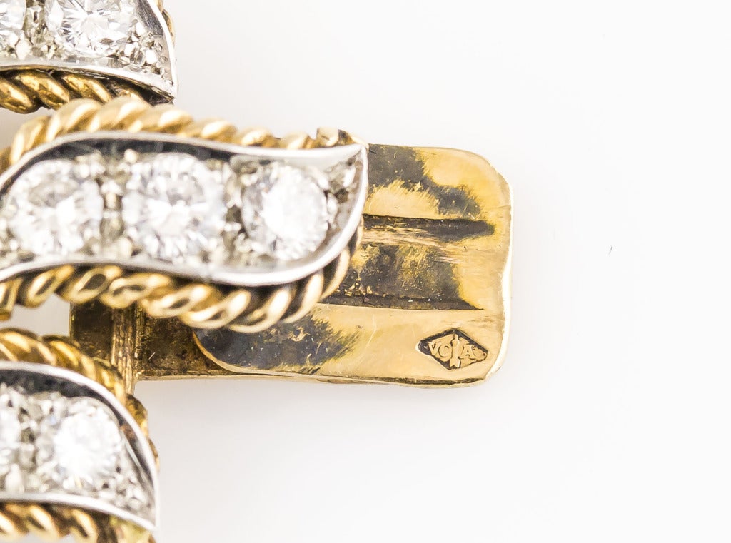 VAN CLEEF & ARPELS 1960s Diamond Platinum Gold Link Bracelet 4
