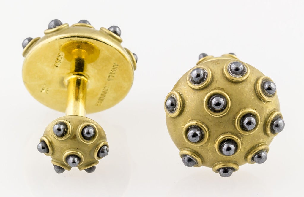 ANGELA CUMMINGS Rare Estate Hematite and Gold Cufflinks
