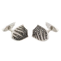 Garrard Black and White Diamond White Gold Shield Cufflinks