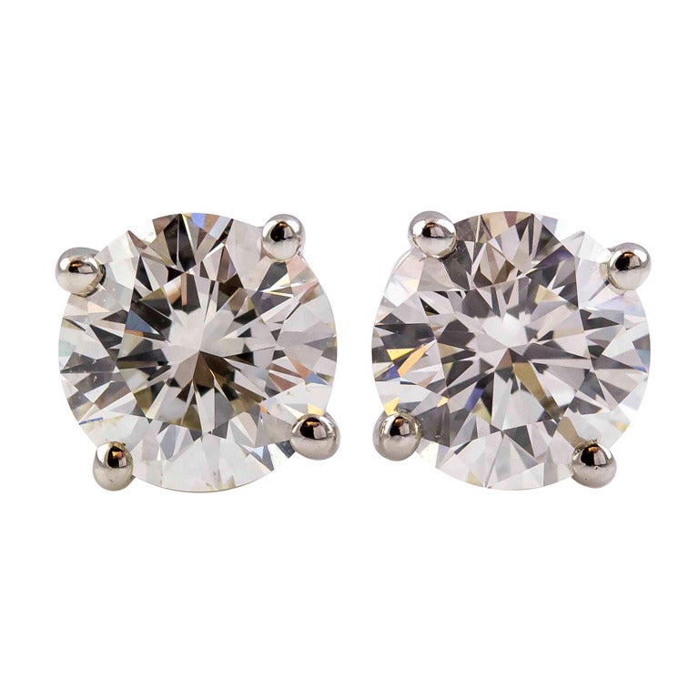 TIFFANY & CO. 3.27 carats Diamond  Platinum Stud Earrings
