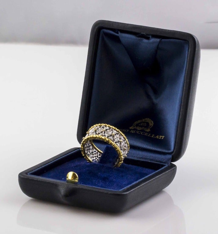 Contemporary BUCCELLATI Vietri Diamond & Gold Band Sz. 7.5